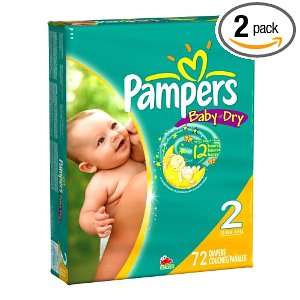 Pampers Baby Dry Diapers, Mega Pack, Size 2, 72 Count (Pack of 2)