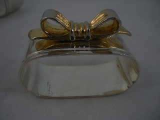 Slverplate Oval Napkin Rings With Gold Color Bows On Top  