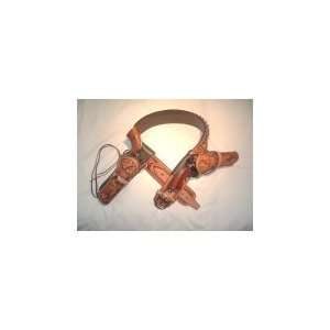 Western Cowboy High Rider Gun Belt with Double Draw Side Holsters 