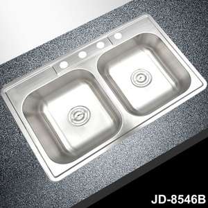    18 Gauge Durable Stainless Steel Double Bowl Top Mount Kitchen Sink