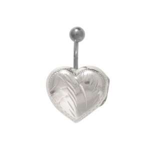 Belly Button Ring, Heart Locket Design Sterling Silver   TH2