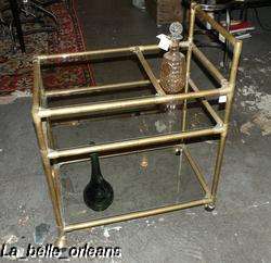 FRENCH FAUX BAMBOO BRASS COCKTAIL CART. BAGUES.  