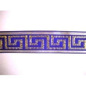  Purple and Metallic Silver Greek Key Ribbon Trim 1 Inch By 