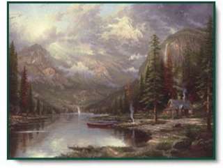 Thomas Kinkade Print Mountain Majesty Log Cabin  