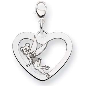  Tinker Bell Heart Charm 5/8in   14k White Gold Jewelry
