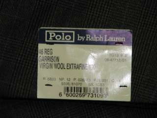   POLO RALPH LAUREN MENS MADE IN ITALY GARRISON GREY WOOL SUIT SIZE 46R