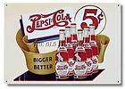 nostalgic tin metal sign five cent pepsi cola banner soda