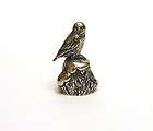 The Snowy Owl Thimble British Bird Antiqued Pewter Collectible Thimble
