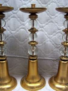 Vintage Church Bronze Candlesticks Set Elegant Base  