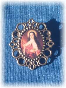 BRONZE   St Therese Vintage Style Large Brooch / Pin NICE !  