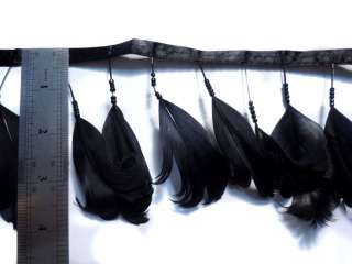 width : the length of feather on this fringe is around 8 10 cm / 3 4 