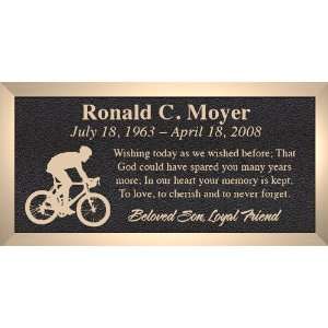Bike Racer   Cast Bronze Memorial Grave Marker   4 Sizes:  