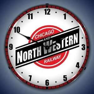   Chicago And North Western Railway Lighted Wall Clock