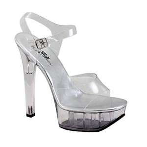   TRANSPARENT SEE THROUGH PLATFORM THICK HEEL STRAPPY SANDAL PUMP CLEAR