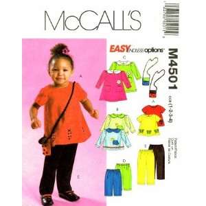  McCalls 4501 Sewing Pattern Toddlers Dress Pants Bag Size 