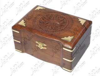 New Solid Wood Carved 3 Partition Jewelry Box India  