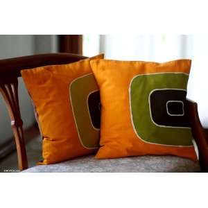 Batik cotton cushion covers, Sunny Reflections (pair)  