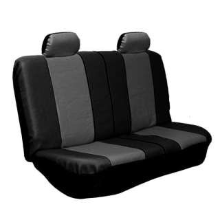   Leather Seat Covers W. 4 Headrests & Solid Bench Gray & Black  
