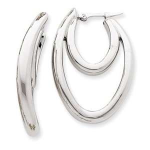   White Gold Curved Double Hoop Earrings: West Coast Jewelry: Jewelry
