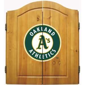    Oakland Athletics Dart Board Cabinet Set: Sports & Outdoors