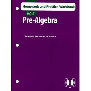 com Holt Pre Algebra Homework and Practice Workbook [Paperback] Holt 