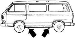   Type 2 models to change a tire, use the points indicated (arrows