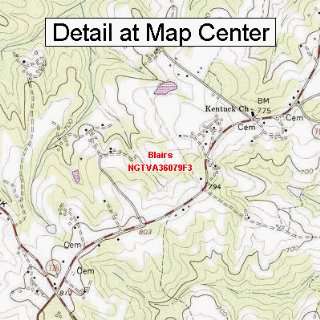 USGS Topographic Quadrangle Map   Blairs, Virginia (Folded/Waterproof 