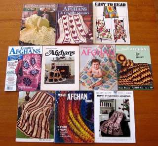 Lot of 10 AFGHAN Books: Bernat, Plymouth Yarn, McCalls, Bear Brand 