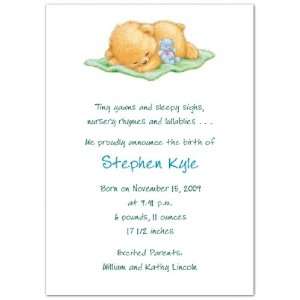  Naptime with Green Blankey Birth Announcements   Set of 20 