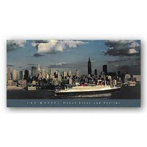  Ocean Liner And Skyline Poster Print: Home & Kitchen