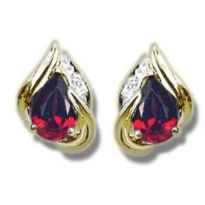  .015 ct 7X5 Pear Garnet Earring Jewelry