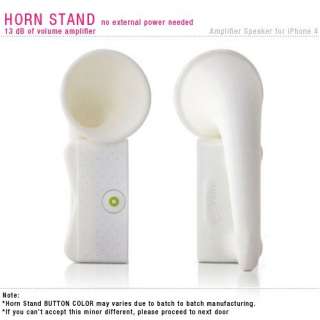 Horn Stand Amplifier Speaker for Apple iPhone 4   White  