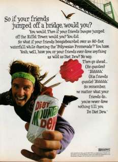DIET MOUNTAIN DEW parachute   1993 Magazine Print Ad j  