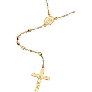 14K Gold Beads Rosary Catholic Necklace Chain Handmade  