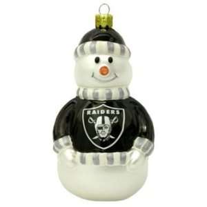    Oakland Raiders NFL Blown Glass Snowman Ornament