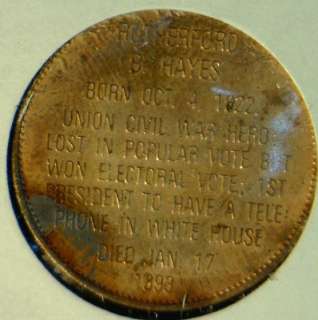 Rutherford B.Hayes Franklin MINT Commemorative Bronze Medal   Token 