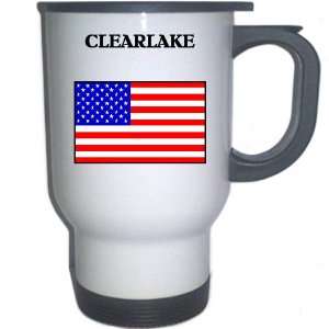  US Flag   Clear Lake, Iowa (IA) White Stainless Steel Mug 