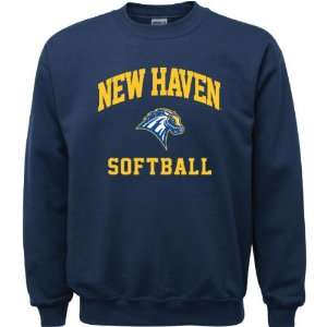 New Haven Chargers Navy Youth Softball Arch Crewneck Sweatshirt