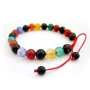   Multi color Agate Beads Wrist Mala Bracelet for Meditation: Jewelry