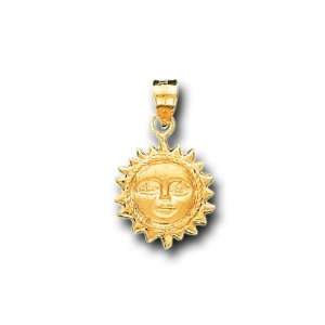   14K Yellow Gold Sun Happy Face Satin Charm Pendant: IceNGold: Jewelry