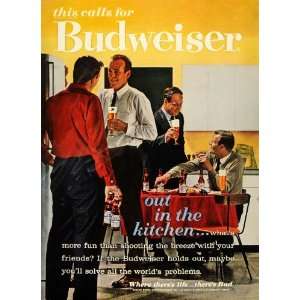  Gathering Budweiser Beer Bottle   Original Print Ad: Home & Kitchen