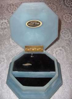 Genuine Incolay Blue Teddy Bear Music Trinket Box Lulla  