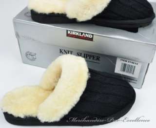   Knit Shearling Scuffs Slippers Kirkland Signature Black Size 8  