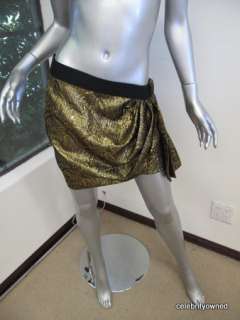   Marant Gold Pleated Center Black Ribbon Waistband Skirt 1  
