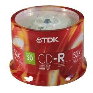  TDK Disc, CD R 80 min, 700MB, branded, 52X, 50pk Spindle 