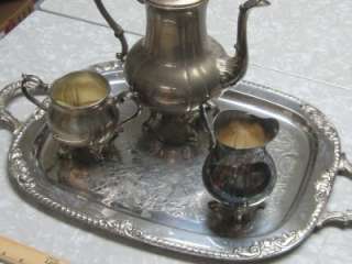 VINTAGE SHERIDAN TAUNTON SILVERSMITH TEA SET w/Tray  