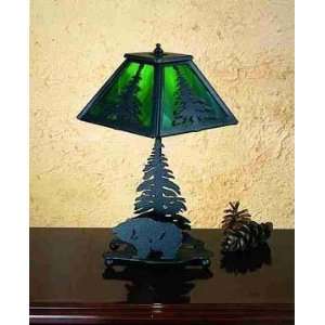  Grizzly Bear & Pine Accents Rustic Lamp