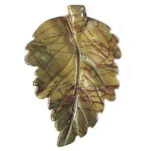  59mm multicolor picasso jasper carved leaf pendant