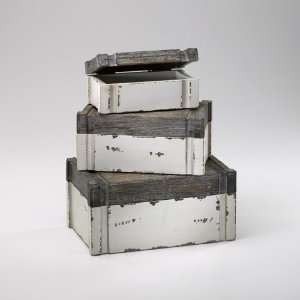   Design 02471 Distressed White and Gray 5 Alder Boxes: Home & Kitchen