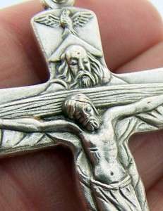 Sliver P Rosary Crucifix Cross Holy Sprit Trinity Medal  